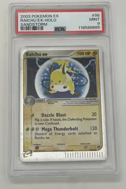 Raichu EX PSA 9 98/100 EX Sandstorm Holo Pokemon Card 2003 - Image 1