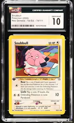 Snubbull 74/111 1st Edition CGC Gem Mint 10 - Neo Genesis - Image 1
