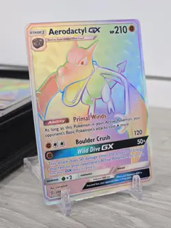 Pokemon Card TCG Aerodactyl GX 244/236 Unified Minds Rainbow Rare Holo NM - Image 1