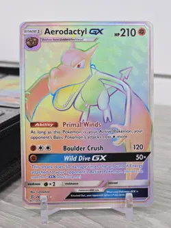 Pokemon Card TCG Aerodactyl GX 244/236 Unified Minds Rainbow Rare Holo NM - Image 3