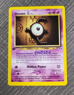 1st edition Unown E Pokemon Neo Discovery card 67/75 LP WOTC Vintage - Image 1