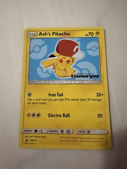 Pokemon TCG Pikachu SM113 Ash's Promo Card - Image 1