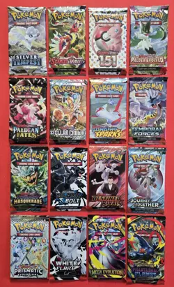 Pokemon Prismatic & Mega Evolutions 151 Paldean Fates (+12) 16 Booster Pack Lot! - Image 1