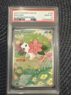 2025 POKEMON DRI EN-DESTINED RIVALS ILLUSTRATION RARE #185 SHAYMIN PSA 10 - Image 1