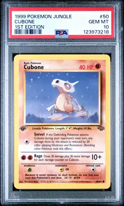 1999 POKEMON JUNGLE 1ST ED #50 CUBONE PSA 10 - Image 1