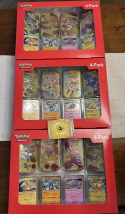 Pokemon 151 TCG Mini Tin 4 Pack Sams Club Exclusive Lot of 3 - Image 1