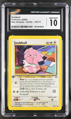 Pokemon Neo Genesis 1st Edition - CGC 10 Snubbull 74/111 - Image 1