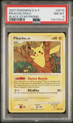 2007 POKEMON DIAMOND & PEARL BLACK STAR PROMO #DP16 PIKACHU-HOLO PSA 8 - Image 1