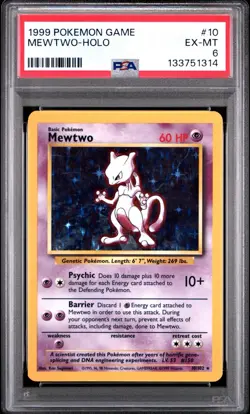 1999 Pokemon Game Mewtwo Holo PSA 6 10/102 - Image 1