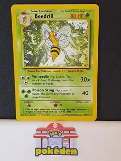Pokemon TCG Beedrill Base Set Card 17/102 Regular Rare NM - Image 1