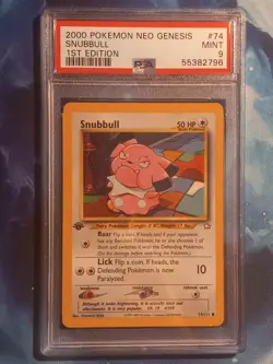 Graded PSA 9 SNUBBULL 1st Edition Neo Genesis Set 2000 Pokemon Card 74/111 MINT - Image 1