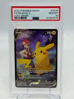 2022 Pokemon SWSH Pikachu V Lost Origin FA Card #TG16 GRADED PSA 10 GEM MINT - Image 1