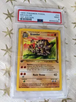 1999 Pokemon Fossil 1st Edition Graveler 37/62 PSA 9 Mint - Image 1