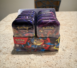 Lot 10 Sealed Mini Tins Pokemon TCG Mega Evolution Mega Heroes w/ Display Box - Image 1