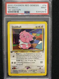 2000 Pokemon Neo Genesis 1st Edition Snubbull 74/111 PSA 9 Mint - Image 1