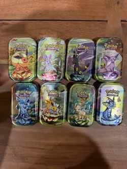 Lot Of 36 : Pokemon Opened Mini Tins Empty No Packs has Coins and Stickers - Image 1