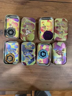 Lot Of 36 : Pokemon Opened Mini Tins Empty No Packs has Coins and Stickers - Image 4