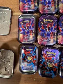 Lot Of 36 : Pokemon Opened Mini Tins Empty No Packs has Coins and Stickers - Image 5