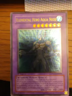 Yugioh Elemental Hero Aqua Neos Ultimate Rare 1st Ed POTD-EN031 Gold Stamp NM - Image 1