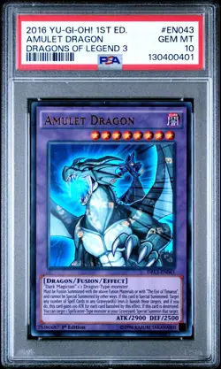 2016 YU-GI-OH! DRAGONS OF LEGEND 3 1ST ED #EN043 AMULET DRAGON PSA 10 - Image 1