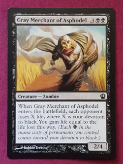 Magic The Gathering THEROS GRAY MERCHANT OF ASPHODEL black card MTG - Image 1