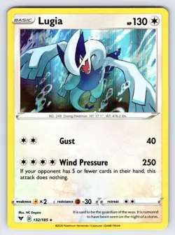 Lugia 132/185 2020 Vivid Voltage Pokemon Card TCG Nintendo Holo Rare - Nm - Image 1