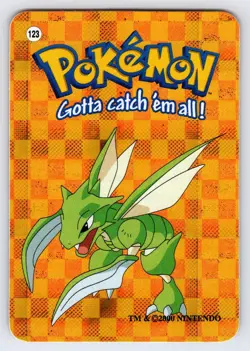 Scyther #123 Pokemon Vending Techno Holo Sticker Card Authentic Nintendo - Nm - Image 1