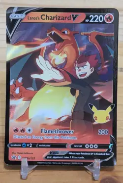 Lance's Charizard V SWSH133 Celebrations Black Star Promo Pokemon 25th Annivers - Image 1