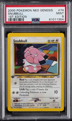 2000 POKEMON NEO GENESIS 1ST ED #74 SNUBBULL PSA 9 - Image 1