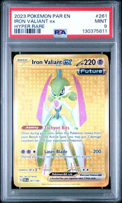 2023 POKEMON PAR EN-PARADOX RIFT HYPER RARE #261 IRON VALIANT EX PSA 9 - Image 1