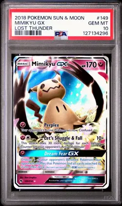 2018 POKEMON SUN & MOON LOST THUNDER #149 MIMIKYU GX PSA 10 - Image 1