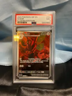 2023 POKEMON OBF EN SCIZOR #205 ILLUSTRATION RARE PSA 9 - Image 1