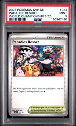 2025 Pokemon World Championships Paradise Resort SVP 224 Promo PSA 9 German - Image 1