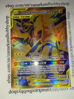 Pokemon Pikachu & Zekrom GX SM248 Black Star Promo STANDARD SIZE LP - Image 2