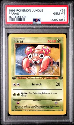 1999 POKEMON JUNGLE 1ST ED #59 PARAS PSA 10 - Image 1