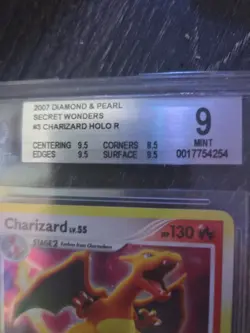 2007 POKEMON DIAMOND & PEARL SECRET WONDERS HOLO #3 CHARIZARD BGS 9 - Image 1