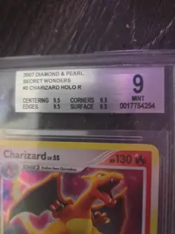 2007 POKEMON DIAMOND & PEARL SECRET WONDERS HOLO #3 CHARIZARD BGS 9 - Image 2
