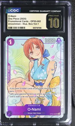2025 One Piece Illustration Box Vol.1 O-Nami OP05-062 Promo Card CGC Pristine 10 - Image 1