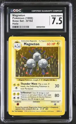 CGC 7.5 Magneton 1999 Base Set 9/102 Holo Pokemon Card - Image 1