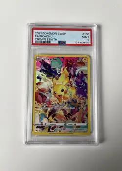 2023 Pokemon Pikachu Full Art Secret Rare Card 160/159 Crown Zenith PSA Mint 9 - Image 1
