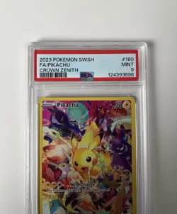 2023 Pokemon Pikachu Full Art Secret Rare Card 160/159 Crown Zenith PSA Mint 9 - Image 5