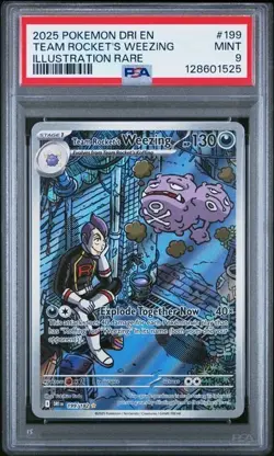 2025 Pokemon Team Rocket's Weezing 199/182 Sv10: Destined Rivals Holo - PSA 9 - Image 1