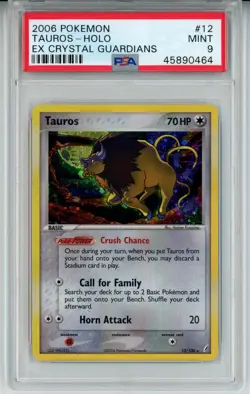 2006 POKEMON EX CRYSTAL GUARDIANS TAUROS #12 HOLO PSA 9 MINT #45890464 - Image 1
