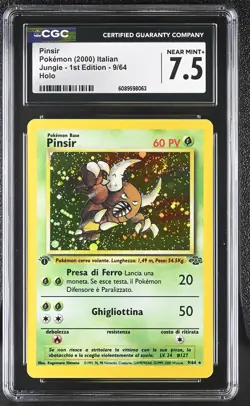 CGC 7.5 ITALIAN Pinsir Jungle 1st Edition 9/64 Holo SWIRL Pokemon Card - Image 1
