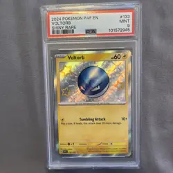 PSA 9 MINT Shiny Voltorb 133/091 Paldean Fates Holo Graded Pokemon Card - Image 1