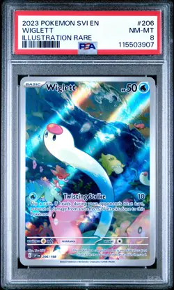 2023 POKEMON SVI EN-SCARLET & VIOLET ILLUSTRATION RARE #206 WIGLETT PSA 8 - Image 1