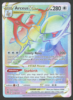 Pokemon TCG: Arceus VSTAR 176/172 Brilliant Stars Rainbow Secret Rare - Image 1