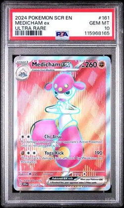 2024 Pokemon SCR EN Medicham ex PSA 10 GEM FULL ART ULTRA RARE 161/142 - Image 1