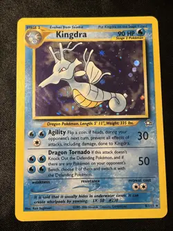 RARE Vintage Pokemon TCG Kingdra 8/111 Holo Unlimited Rare Neo Genesis Card VLP - Image 1