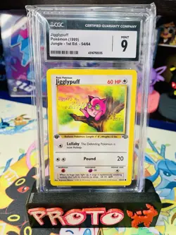 CGC 9 MINT Jigglypuff 1st Edition Jungle 54/64 Pokemon 1999 Non-Holo - Image 1